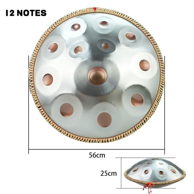 Jeuron 22" Stainless Steel Handpan Drum - Silver Gray 12 Notes Handmade Professional Instrument for Adults