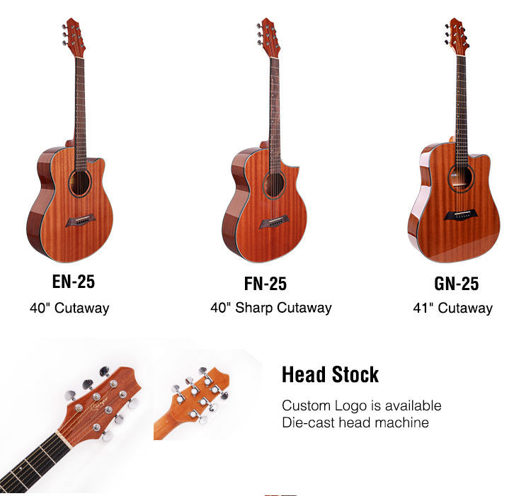 Jeuron 40" Sapele Wood Acoustic Guitar - Premium Cutaway Design for Beginners