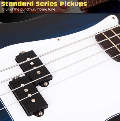 Full Size Polish 46 InchJeuron 4 String Bass Guitar OEM ODM Wholesale Electric Guitar Bass with Gigbag , Amp Cord , Strap