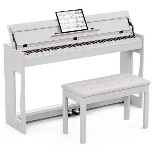 Jeuron 88 Key Digital Piano With Piano Bench, Full Size Heavy Hammer Weighted Action Electric Piano Keyboard With USB MIDI, White