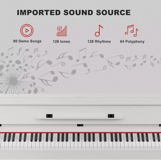 Jeuron 88 Key Digital Piano With Piano Bench, Full Size Heavy Hammer Weighted Action Electric Piano Keyboard With USB MIDI, White