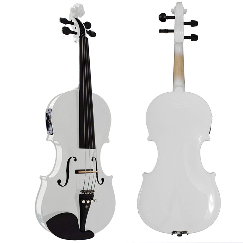 Jeuron High Gloss  OEM ODM String Music Instrument Violin 4/4 for Beginner Professional White Electric Violin