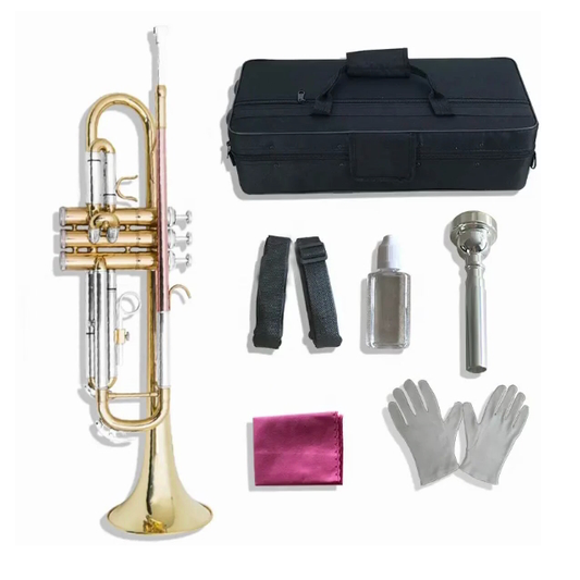 Wholesale Custom Bb Trumpet: Gold Lacquer Finish, Yellow Brass Body, Stainless Steel Pistons (Huasheng Professional Series)