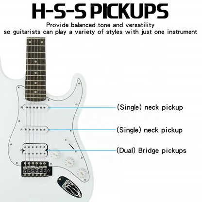 JEURON 39-Inch Full Size Electric Guitar Starter Kit with 15W Amp, Bag, Capo, Strap & Strings - Mahogany Body
