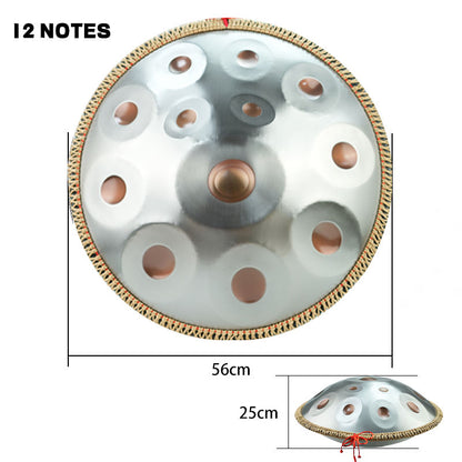 Jeuron 22" Stainless Steel Handpan Drum - Silver Gray 12 Notes Handmade Professional Instrument for Adults