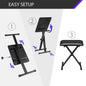 Jeuron Professional Keyboard Stand & Foldable Piano Bench Set - Height Adjustable X-Style Stand with Padded Music Stool Bundle