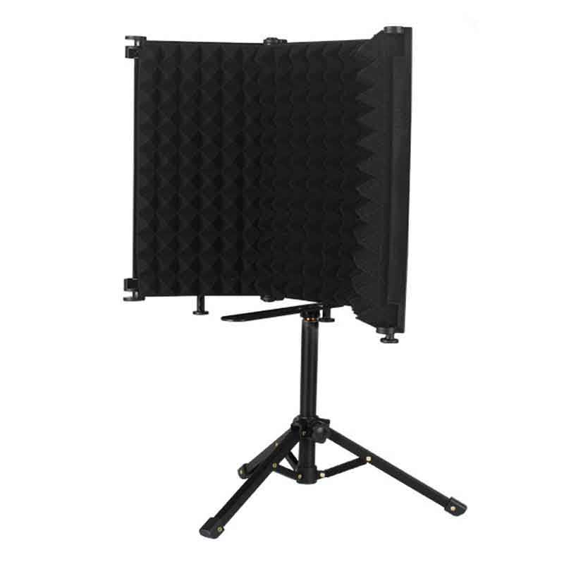 Jeuron 3-Panel Foldable Microphone Isolation Shield - High-Density Plastic Studio Mic Shield for Vocal Recording, Podcasting & Broadcasting