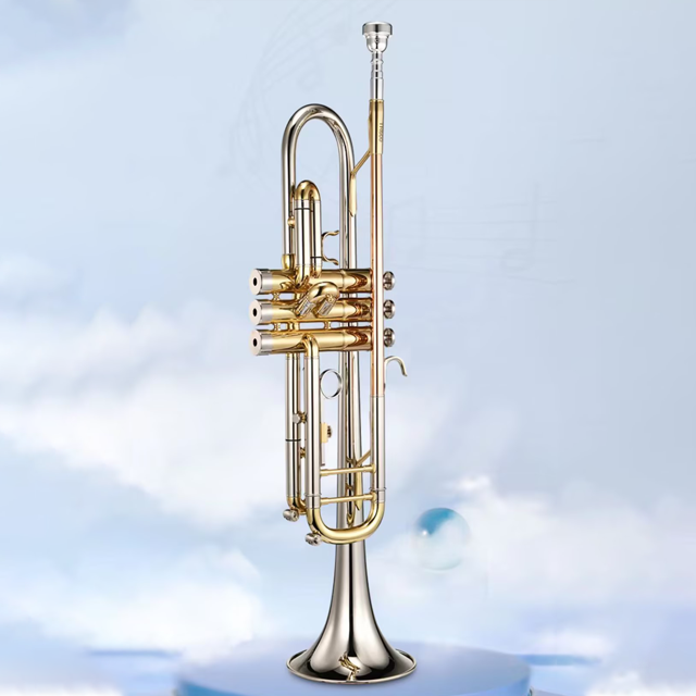 Wholesale Custom Bb Trumpet: Gold Lacquer Finish, Yellow Brass Body, Stainless Steel Pistons (Huasheng Professional Series)
