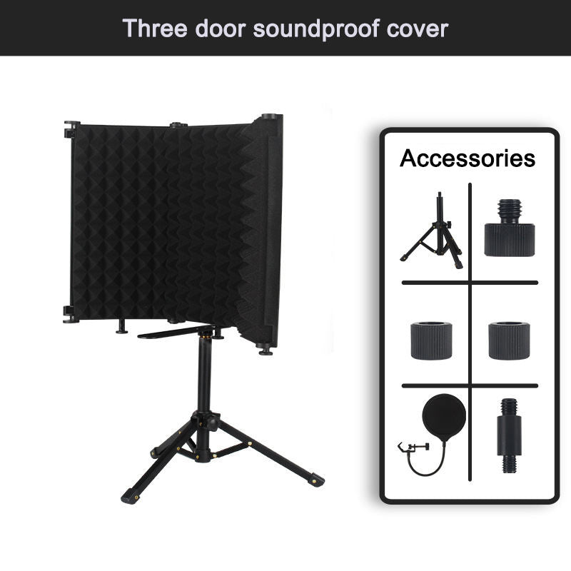 Jeuron 3-Panel Foldable Microphone Isolation Shield - High-Density Plastic Studio Mic Shield for Vocal Recording, Podcasting & Broadcasting