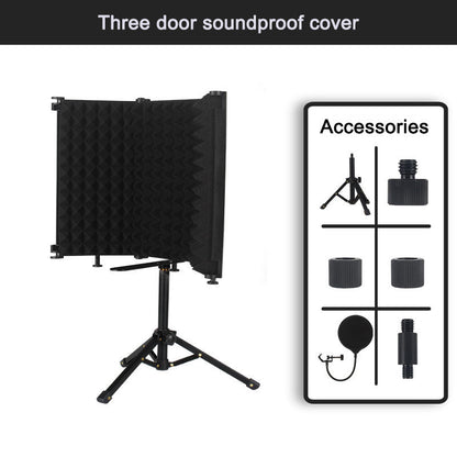 Jeuron 3-Panel Foldable Microphone Isolation Shield - High-Density Plastic Studio Mic Shield for Vocal Recording, Podcasting & Broadcasting
