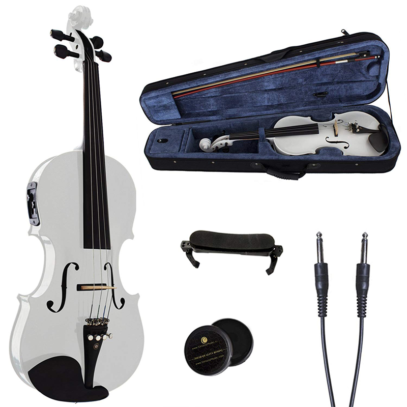 Jeuron High Gloss  OEM ODM String Music Instrument Violin 4/4 for Beginner Professional White Electric Violin