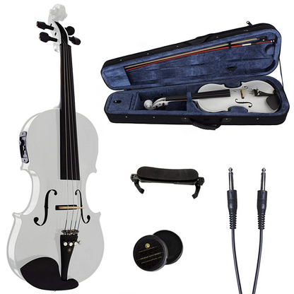 Jeuron High Gloss  OEM ODM String Music Instrument Violin 4/4 for Beginner Professional White Electric Violin