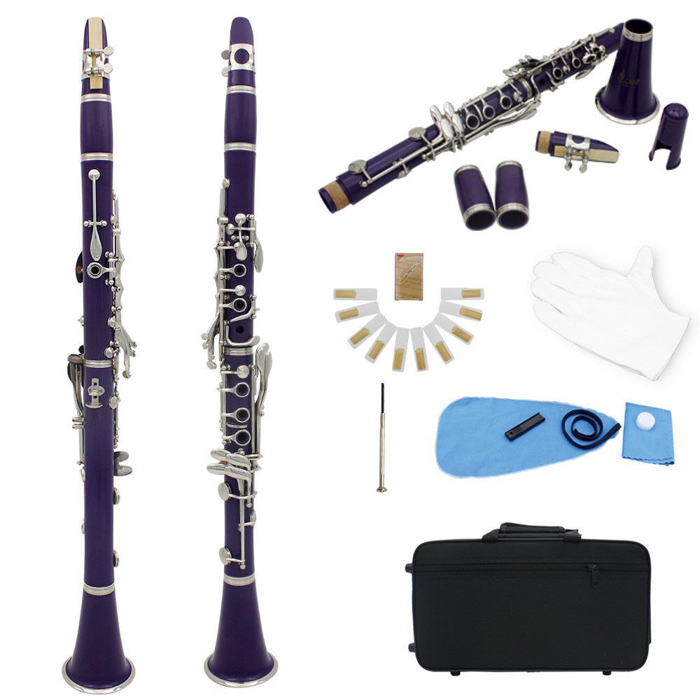 Jeuron Red Bb Flat Clarinet – High Quality Ebonite Body, 17 Keys, with Carrying Case