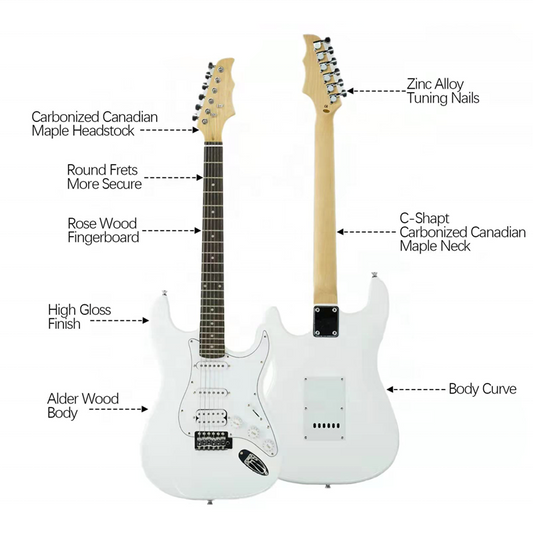 JEURON 39-Inch Full Size Electric Guitar Starter Kit with 15W Amp, Bag, Capo, Strap & Strings - Mahogany Body