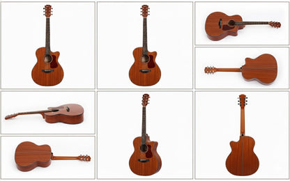 Jeuron  40" Sapele Wood Acoustic Guitar - Premium Cutaway Design for Beginners