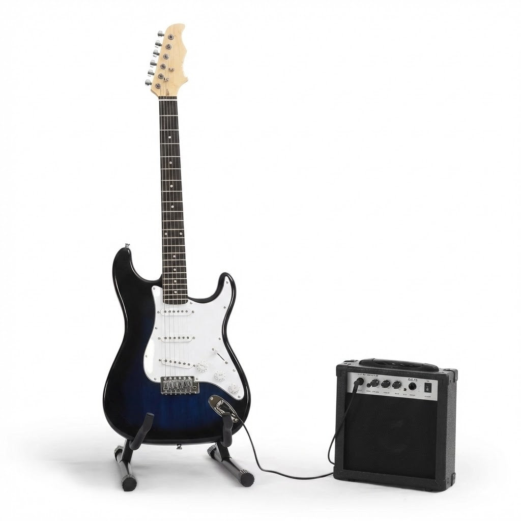 Jeuron Full Size 39 Inch Basswood Body Maple Neck Customised Colors Stringed Instrument Electric Guitar Kit with 25 Watt Amplifier