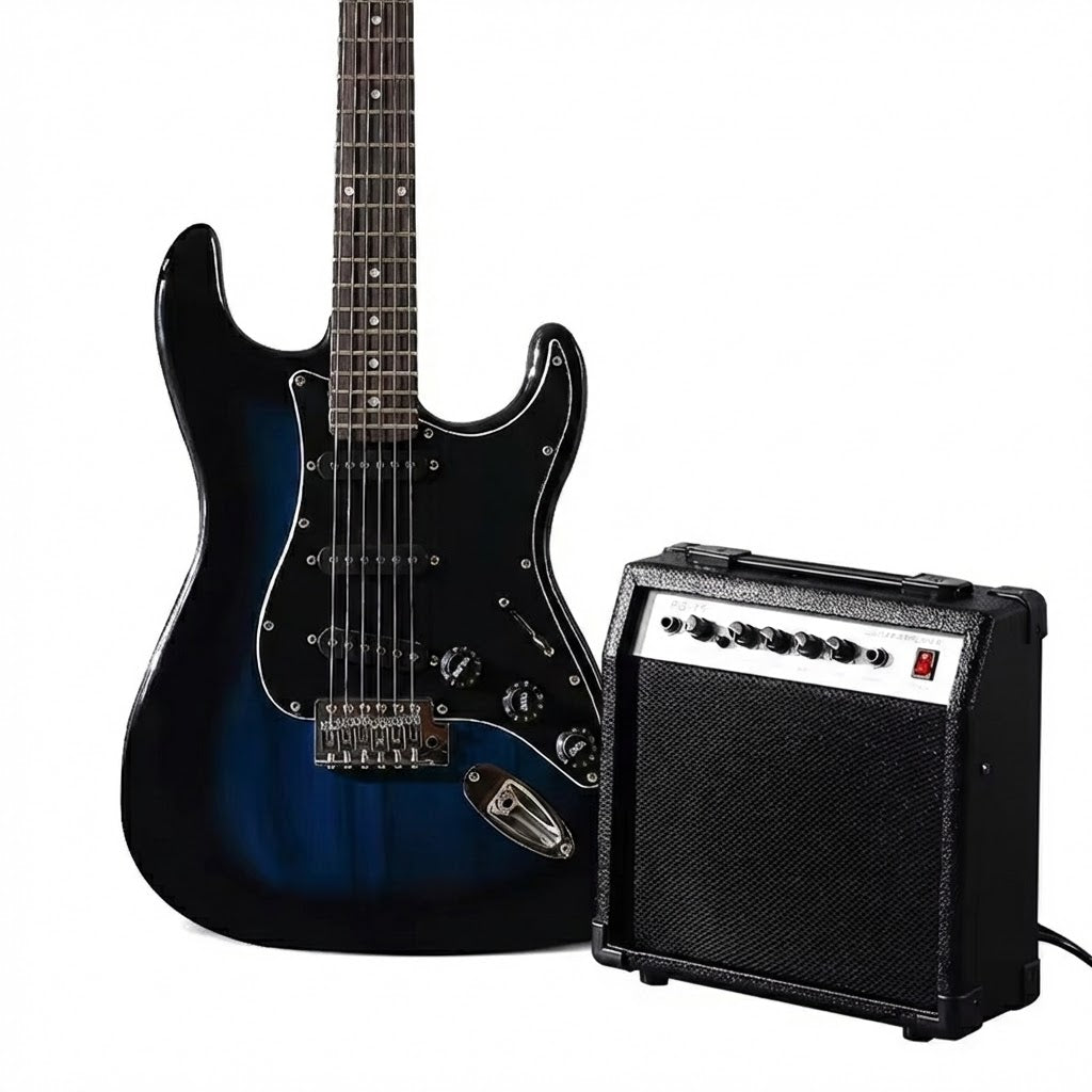 Jeuron Full Size 39 Inch Basswood Body Maple Neck Customised Colors Stringed Instrument Electric Guitar Kit with 25 Watt Amplifier